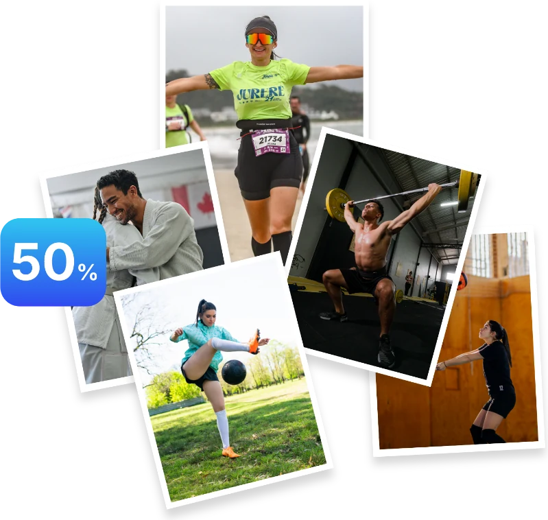 Fotos impressas de esporte com o selo de 50%