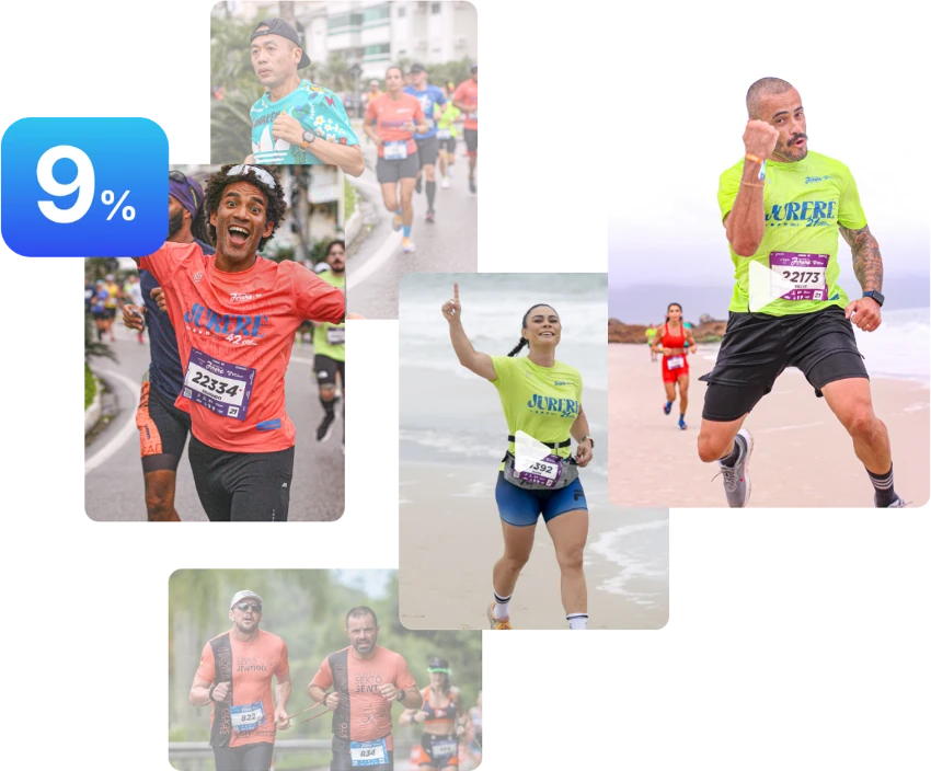 Fotos de corrida vendidas com a taxa de 9% do Infinity