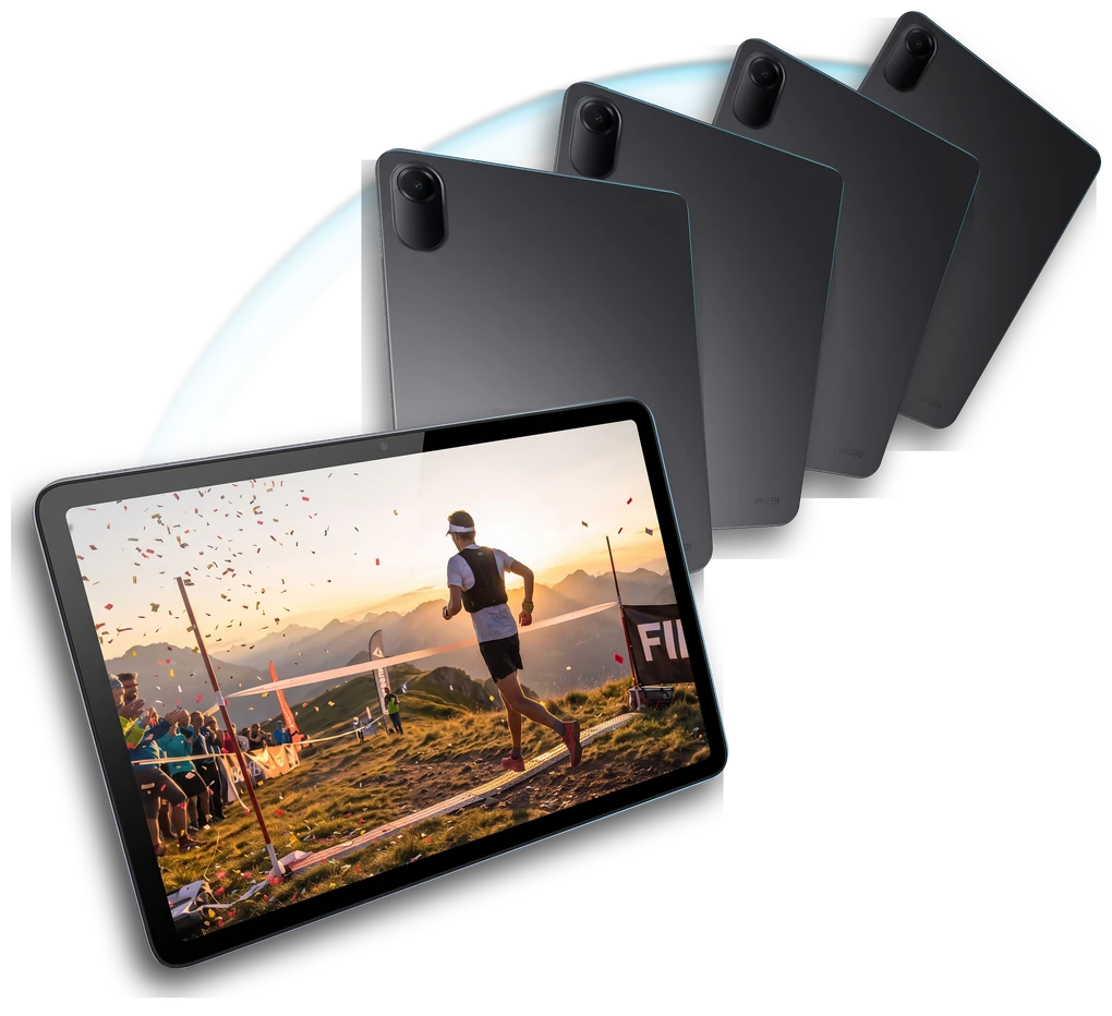 Cinco tablets Redmi Pad 2 em leque